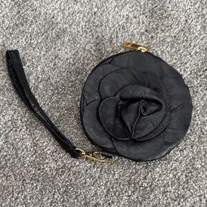 Elegant Black Floral Wristlet